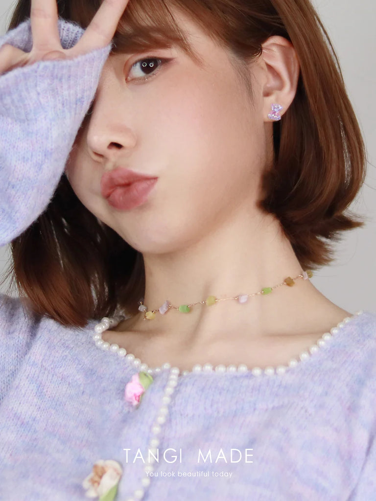 Colorful Acrylic Clear Stones Choker Necklace for Women