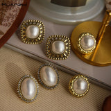 Pearl Zircon Retro Earrings for Women Party Jewelry