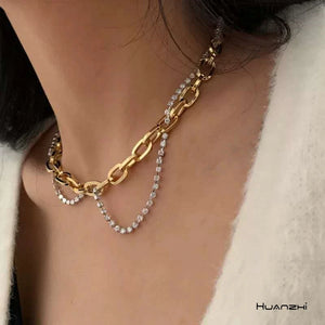 Punk Clavicle Necklace Thick Chain Hip Hop Multilayer Choker Necklace