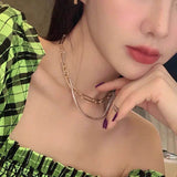 Punk Clavicle Necklace Thick Chain Hip Hop Multilayer Choker Necklace