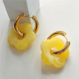 Acrylic Flower Resin Drop Earrings Hollow Circle Women Girls Jewelry