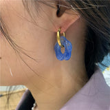 Acrylic Flower Resin Drop Earrings Hollow Circle Women Girls Jewelry