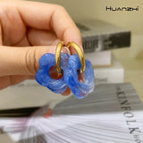 Acrylic Flower Resin Drop Earrings Hollow Circle Women Girls Jewelry