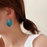 Colorful Acrylic Hoop Earrings Geometric for Women Girls Jewelry