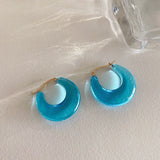 Colorful Acrylic Hoop Earrings Geometric for Women Girls Jewelry