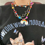 Harajuku Bead Dice Rainbow Mushroom Necklace for Women