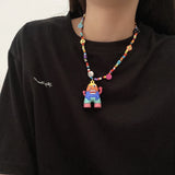 Harajuku Bead Dice Rainbow Mushroom Necklace for Women