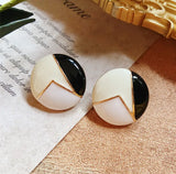 Geometric Glaze Enamel Stud Earrings Vintage Flower Stripe Girls Ear Jewelry