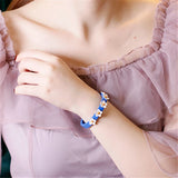 Boho Colorful Enamel Square Alloy Beaded Small Flower Metal Bracelet