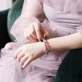 Boho Colorful Enamel Square Alloy Beaded Small Flower Metal Bracelet