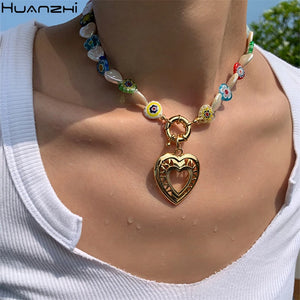 Hand-painted Flower Necklace Natural Freshwater Pearl Glass Beads Party Jewelry