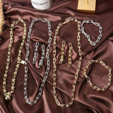 Punk Metallic Geometric U Shaped Chain Buckle Necklaces Choker Bracelets