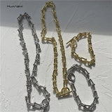 Punk Metallic Geometric U Shaped Chain Buckle Necklaces Choker Bracelets
