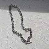 Punk Metallic Geometric U Shaped Chain Buckle Necklaces Choker Bracelets