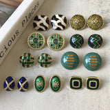 Enamel Green Baroque Pearl Stud Earrings for Women