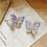 Vintage Purple Geometric Carved Stud Earring