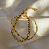 Double Layer Stainless Steel Chain Bracelets for Women