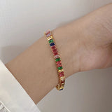 Colorful Zircon Metal Women's Rainbow Bracelet Jewelry