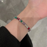 Colorful Zircon Metal Women's Rainbow Bracelet Jewelry