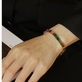 Colorful Zircon Metal Women's Rainbow Bracelet Jewelry