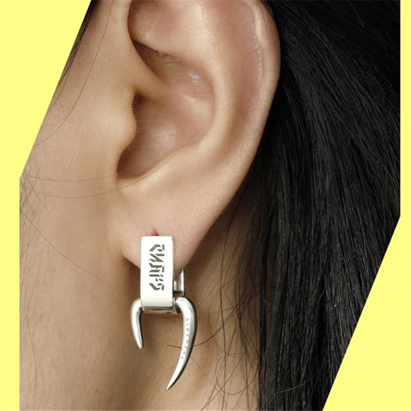 Silver Triangle Thorns Small Stud Earrings Unisex Ear Y2k Jewelry
