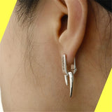 Silver Triangle Thorns Small Stud Earrings Unisex Ear Y2k Jewelry