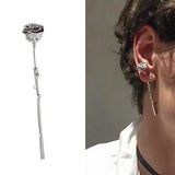 Barbed Rose Stud Earrings 925 Silver Metal Geometric Jewelry