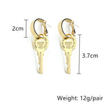 Punk Metal Key Drop Earrings Geometric Round Earrings