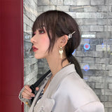 Punk Metal Key Drop Earrings Geometric Round Earrings