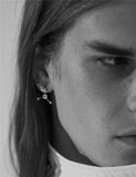 Rock Metal Silver Lock Label Shaped Hoop Earrings Unisex