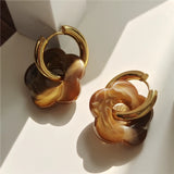 Acrylic Resin Flower Hoop Earrings For Women Girls