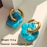 Acrylic Resin Flower Hoop Earrings For Women Girls