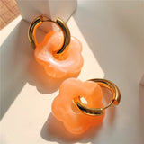 Acrylic Resin Flower Hoop Earrings For Women Girls