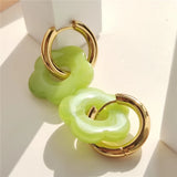 Acrylic Resin Flower Hoop Earrings For Women Girls
