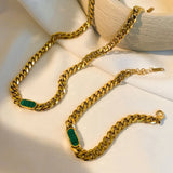 Green Malachite Titanium Steel Bracelet for Women