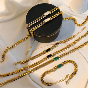Green Malachite Titanium Steel Bracelet for Women