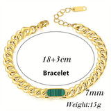 Green Malachite Titanium Steel Bracelet for Women