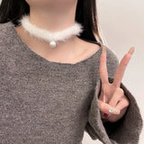 Winter Feather Collarbone Chain Bells Choker Collar Necklace for Women