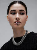 Gothic Beast Tooth Lip Clip Set, Metal Non-Piercing, Party Face Accessories