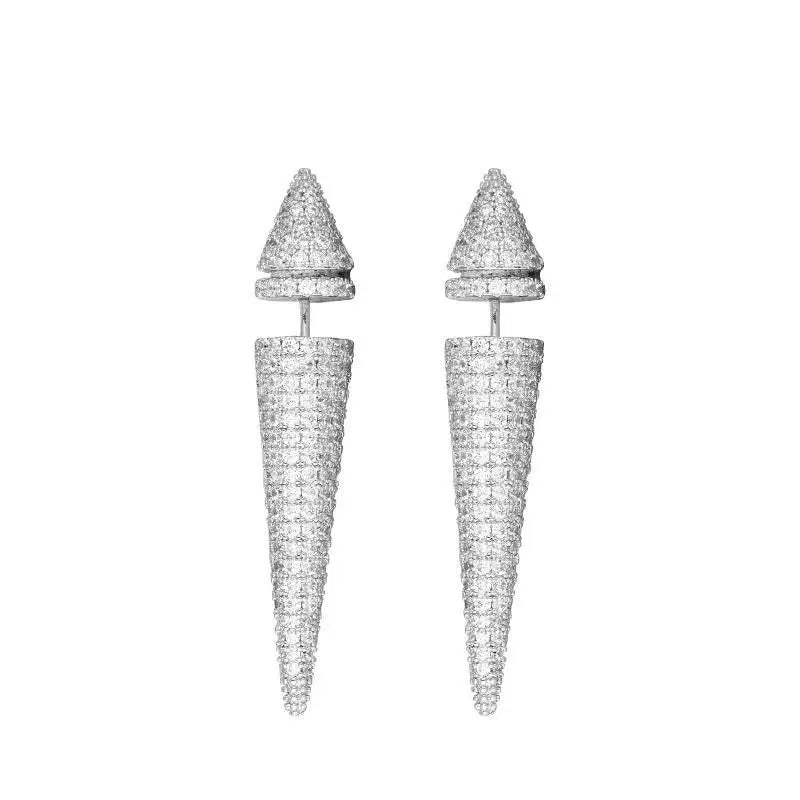 Conical Zircon Long Drop Earrings Crystal Y2k Jewelry