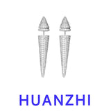 Conical Zircon Long Drop Earrings Crystal Y2k Jewelry