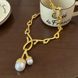 Litchi Pearl Necklace French Retro Charm Metal Heavy Jewelry Gift