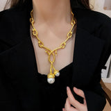 Litchi Pearl Necklace French Retro Charm Metal Heavy Jewelry Gift