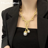 Litchi Pearl Necklace French Retro Charm Metal Heavy Jewelry Gift