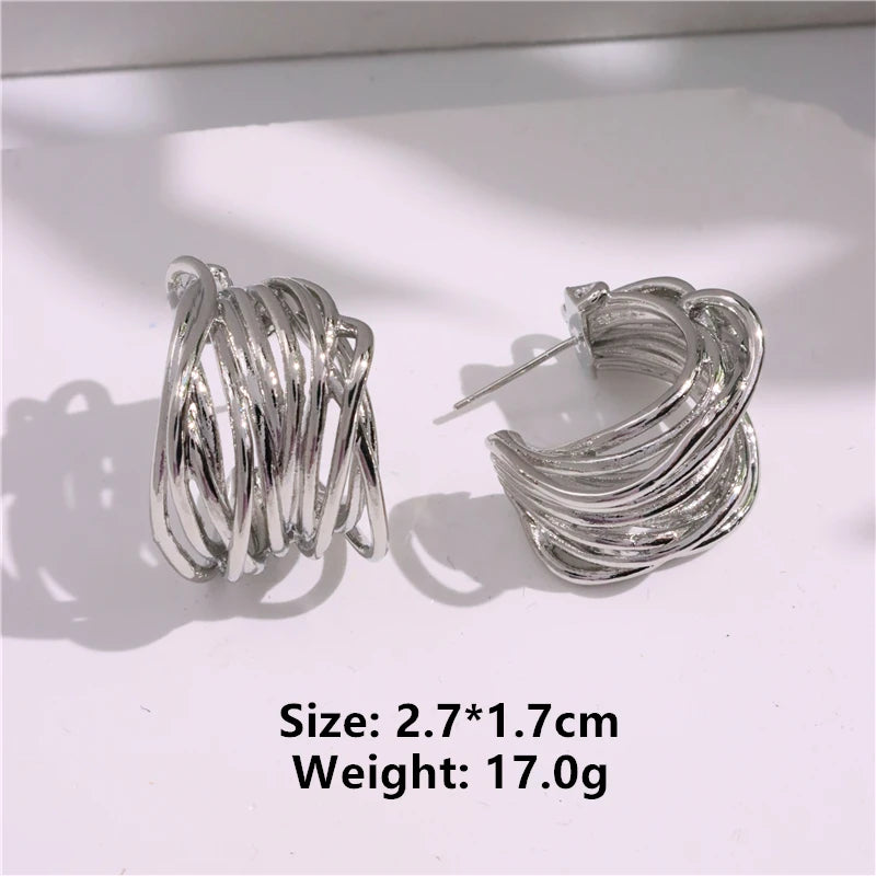 Multi-layer Hoop Earring for Women Vintage Hollow Heavy Party Jewelry