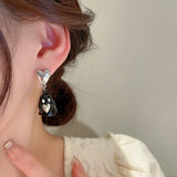 Devil Enamel Ghost Earrings Pink Heart Rhinestones Halloween Jewelry