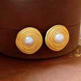 Irregular Geometric Round Stud Earring for Women Vintage Jewelry
