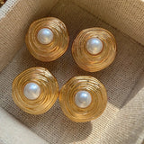 Irregular Geometric Round Stud Earring for Women Vintage Jewelry