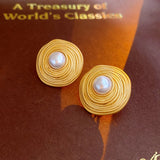 Irregular Geometric Round Stud Earring for Women Vintage Jewelry
