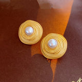 Irregular Geometric Round Stud Earring for Women Vintage Jewelry